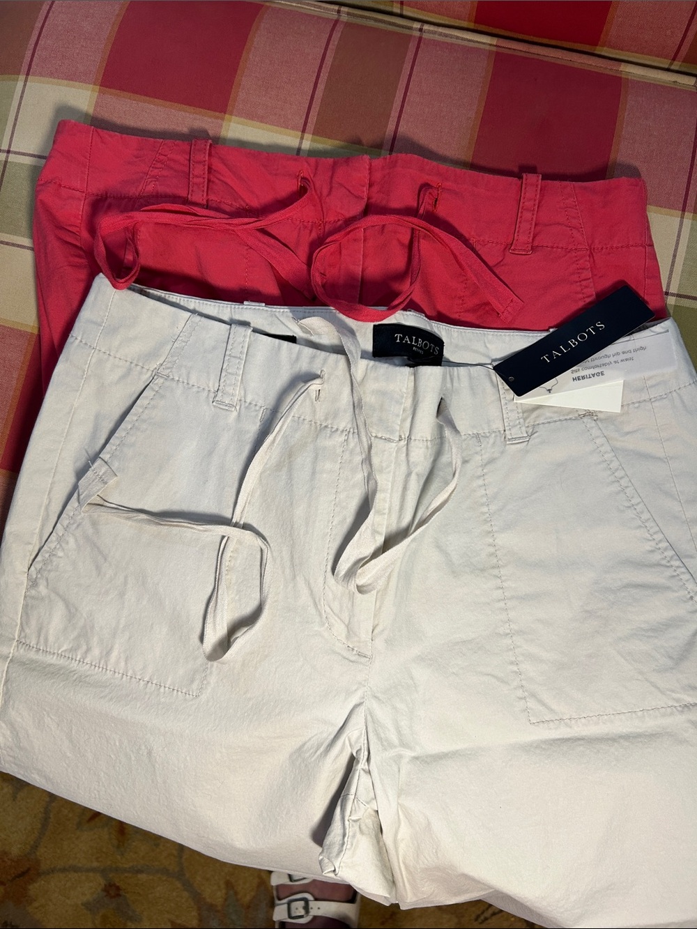 NWTS/NWOTS Talbots 6P bundle of two khaki & coral rust stretch capri Casuals